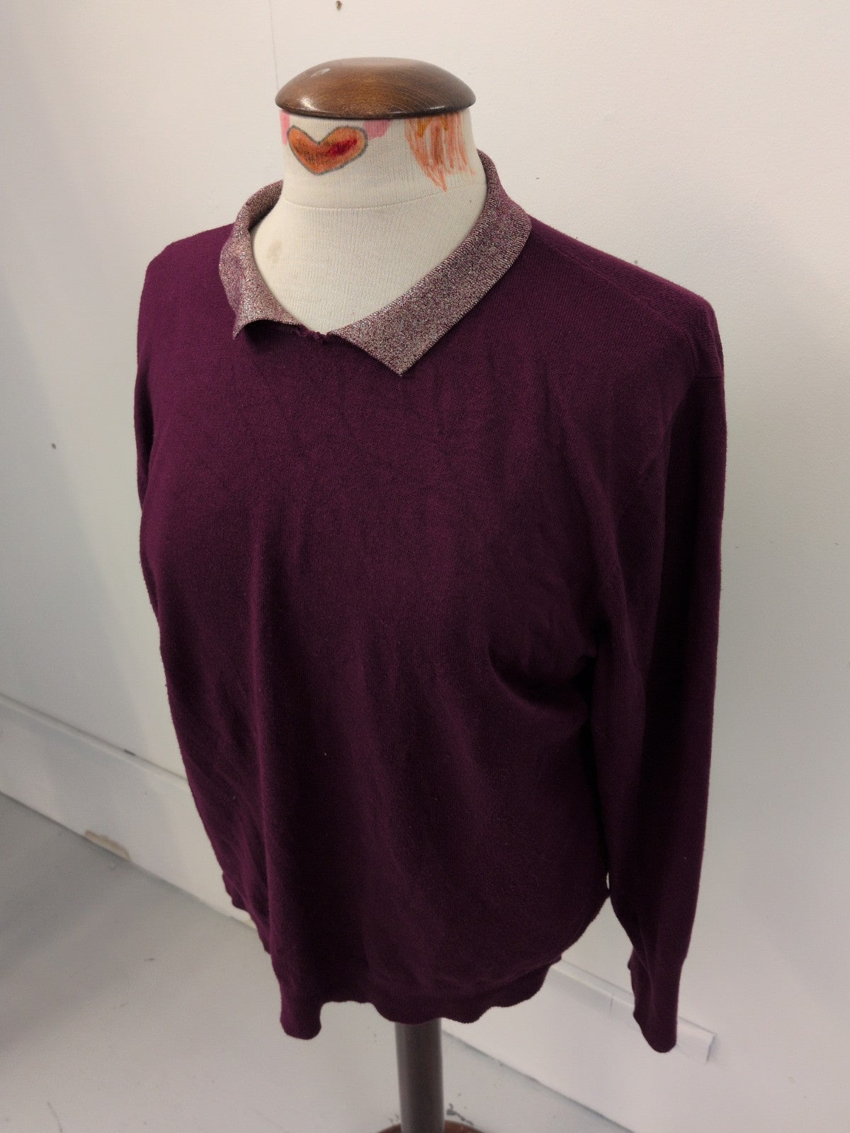Oasis XL Purple Collared Long Sleeve Jumper