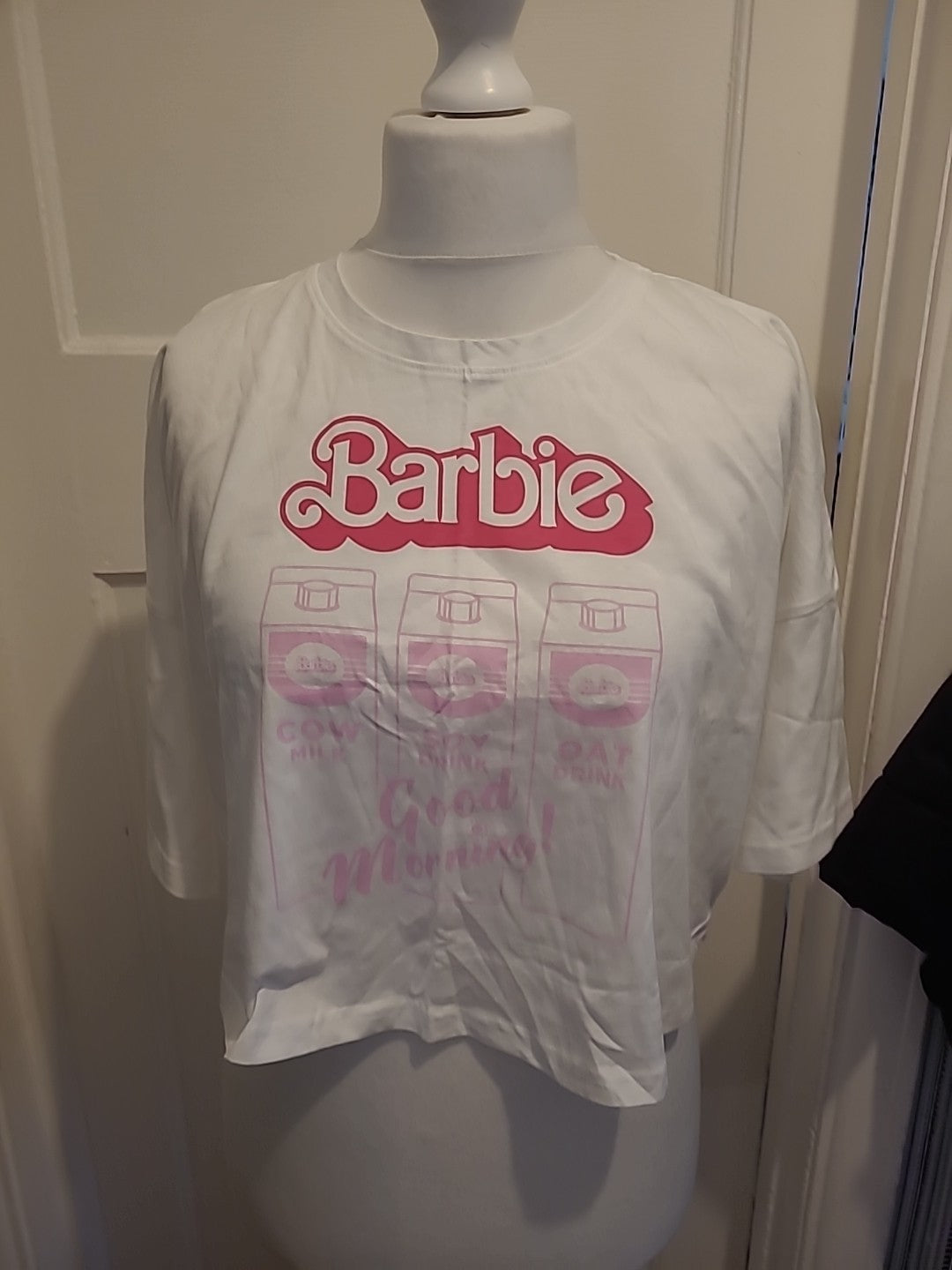 Ladies Size 12-14 White And Pink Barbie Tshirt