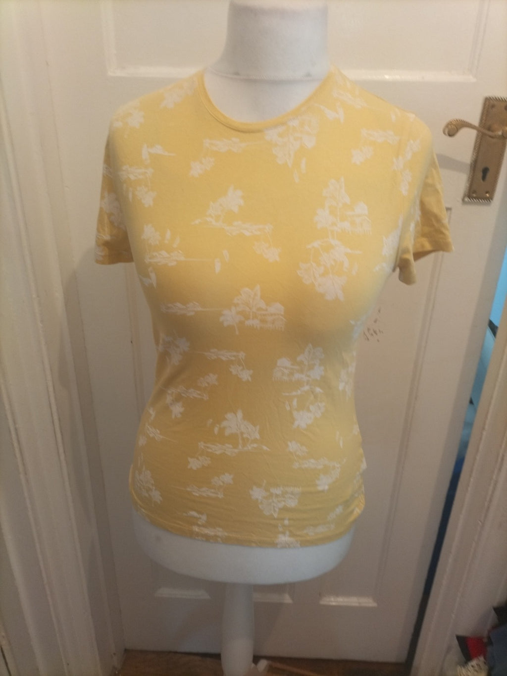 M&S Collection 12 Yellow And White Short Sleeved Blouse