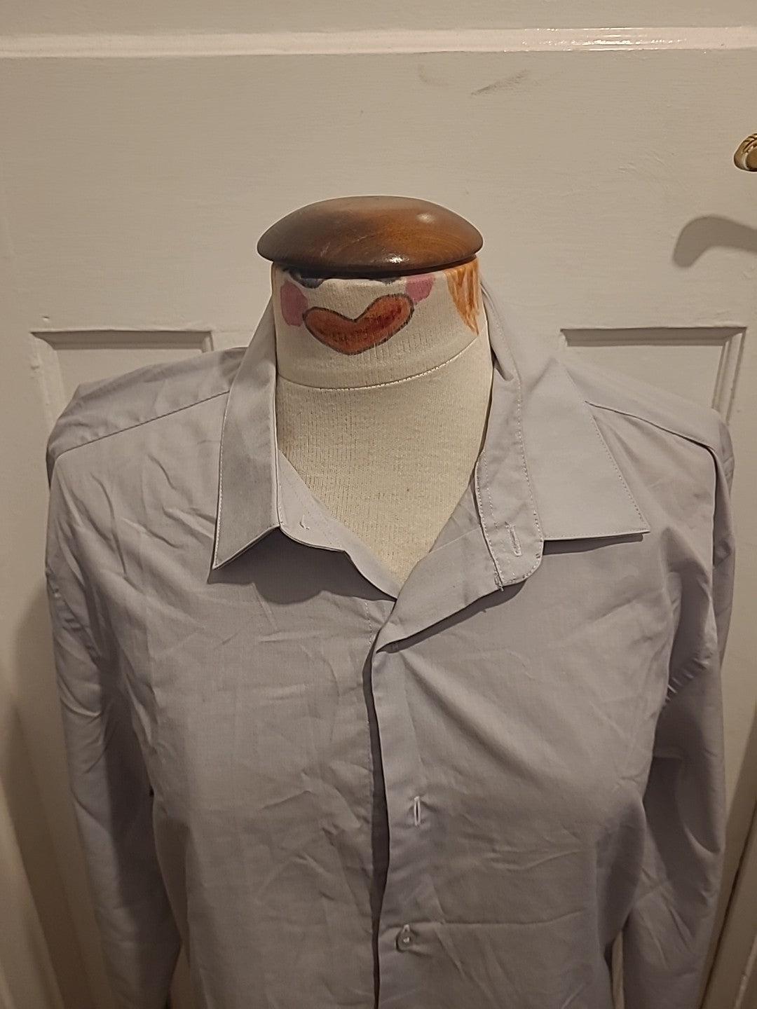 Mens Primark Size 16" Grey Slim Fit Long Sleeved Dress Formal Shirt