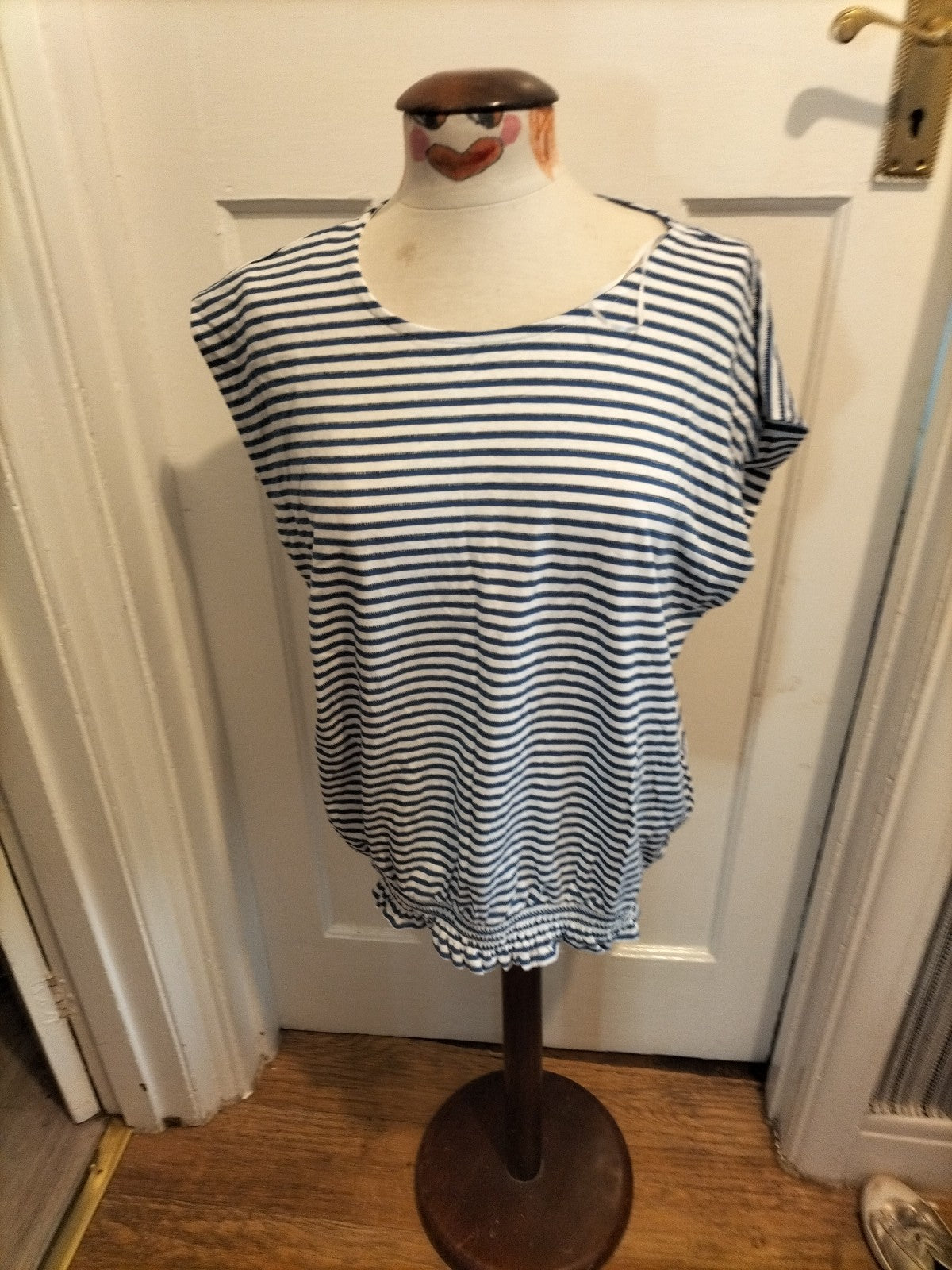 Brand New Ladies Pep&Co Size 2XL Blue And White Striped Top