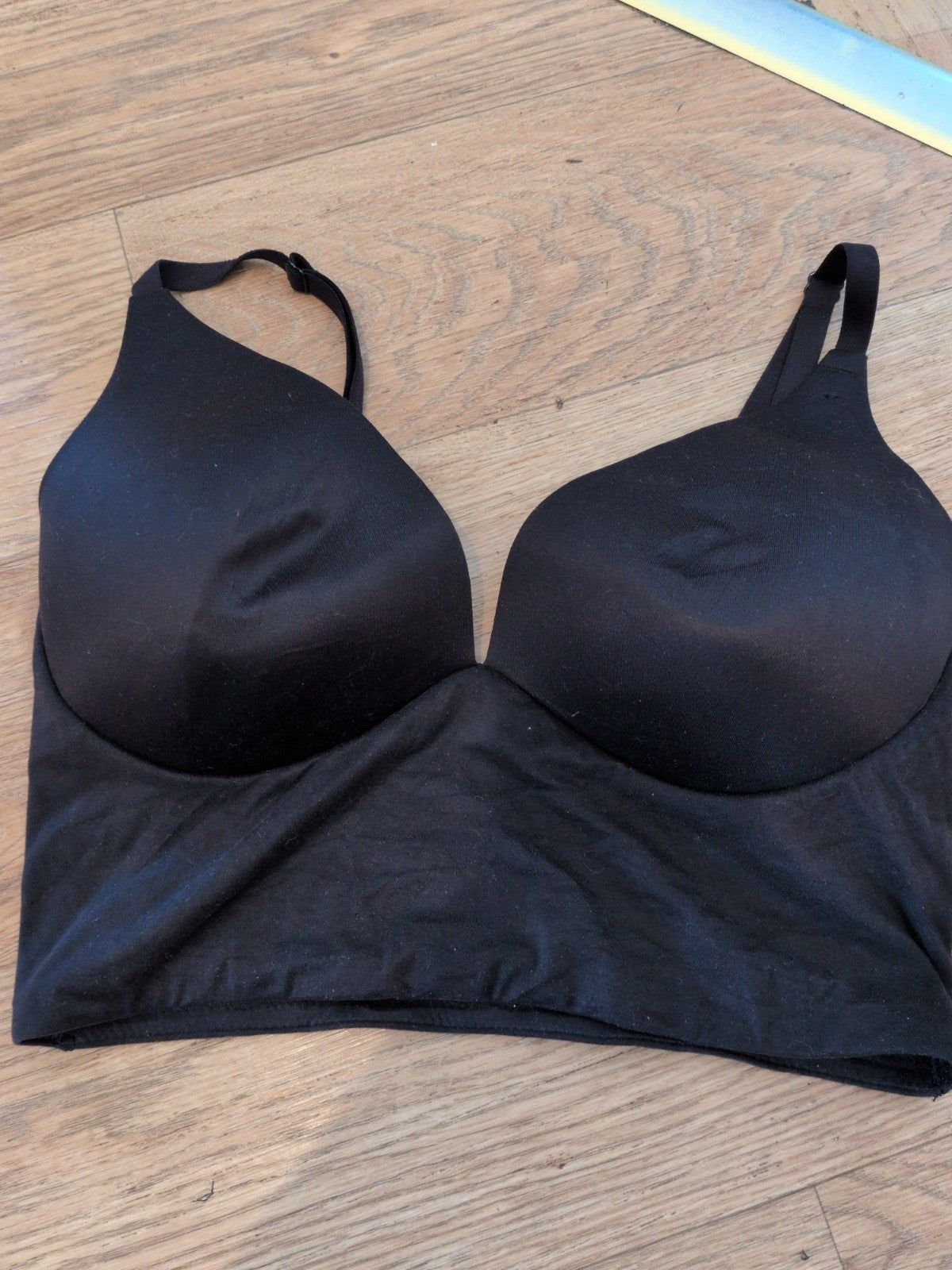 34D Black Padded No Wires Bra With Lower Material