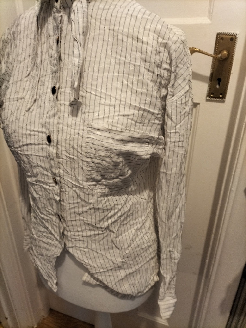 Ladies Size Euro 38 Purple White Striped Shirt