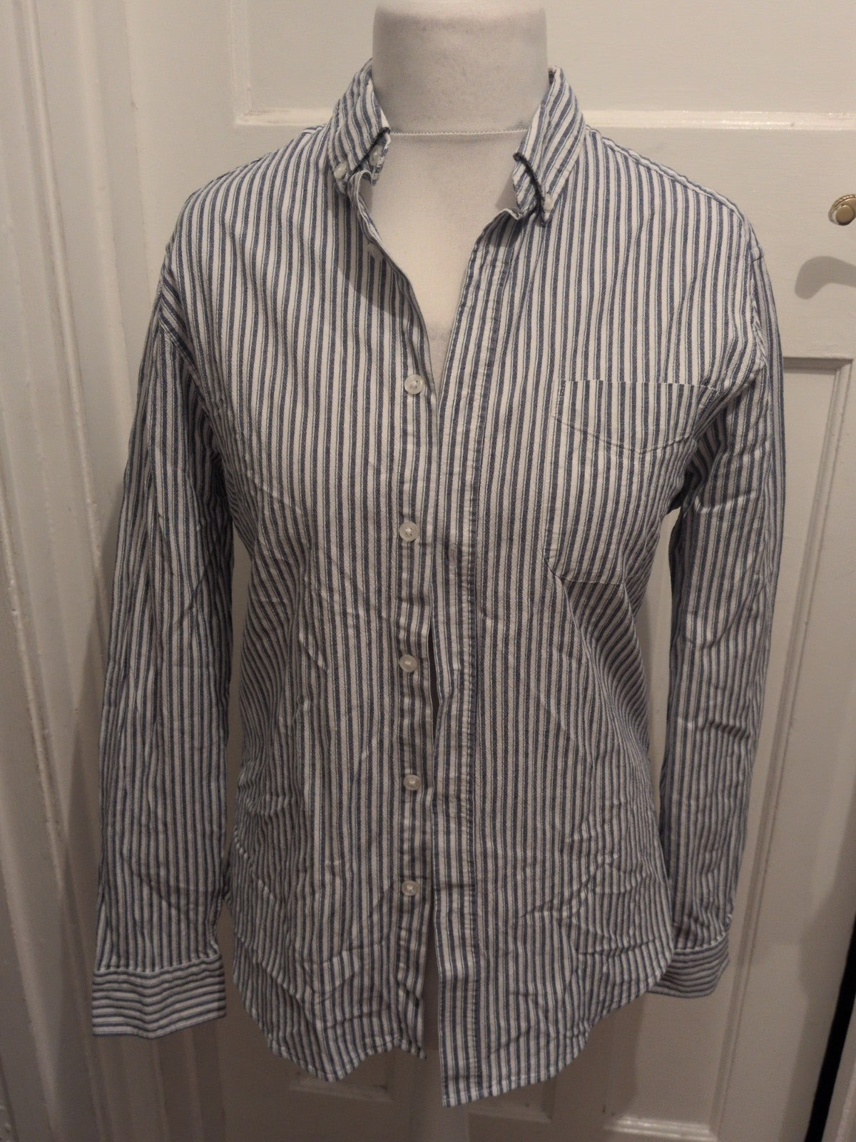 Tu Man Medium Navy Stripe Long Sleeve Shirt