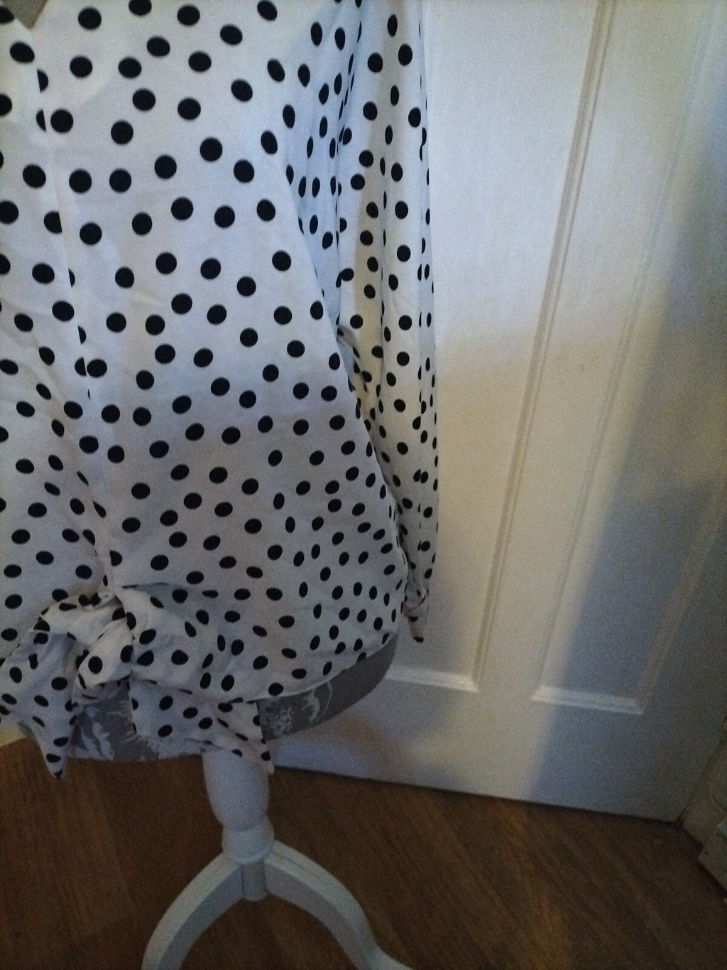 Ladies Primark Size 10 White With Black Poka Dots Long Sleeve Blouse