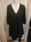 Ladies Primark Size Large 14-16 Black V Neck Short Sleeved Dress