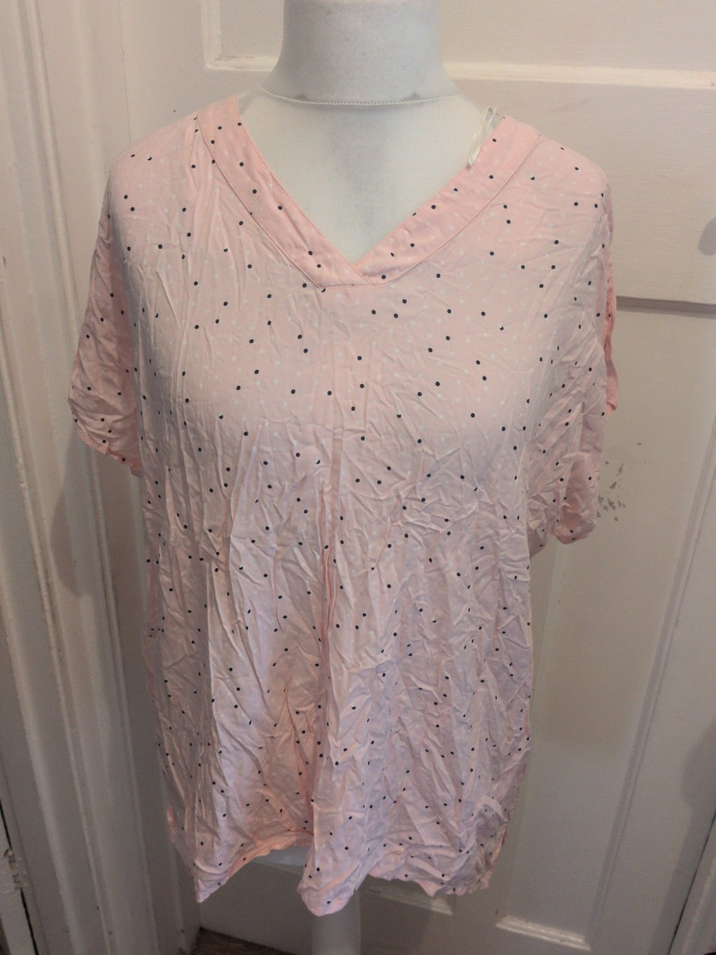 Gina 2XL Pink Short Sleeve Spotty Blouse/T-shirt