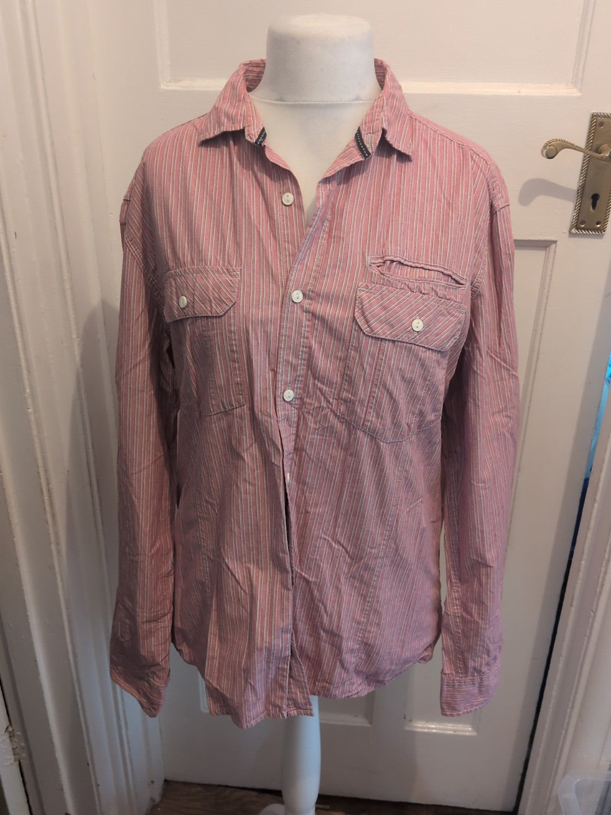 Next Large Pinky Red Striped Long Sleeve Shirt