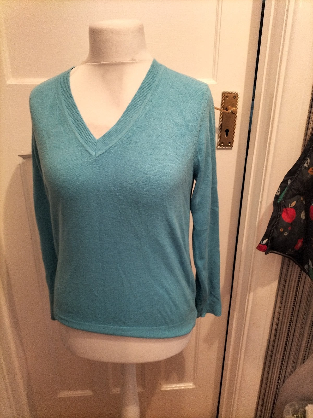 Mens M&S Collection Size M Blue V Neck Lightweight Jumper