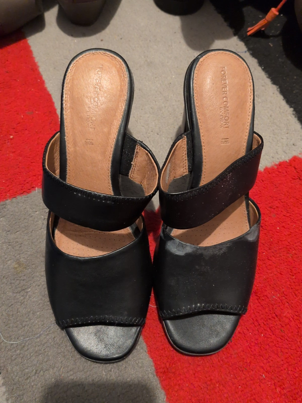 Next 5.5uk Black Open Toe Mid Heels