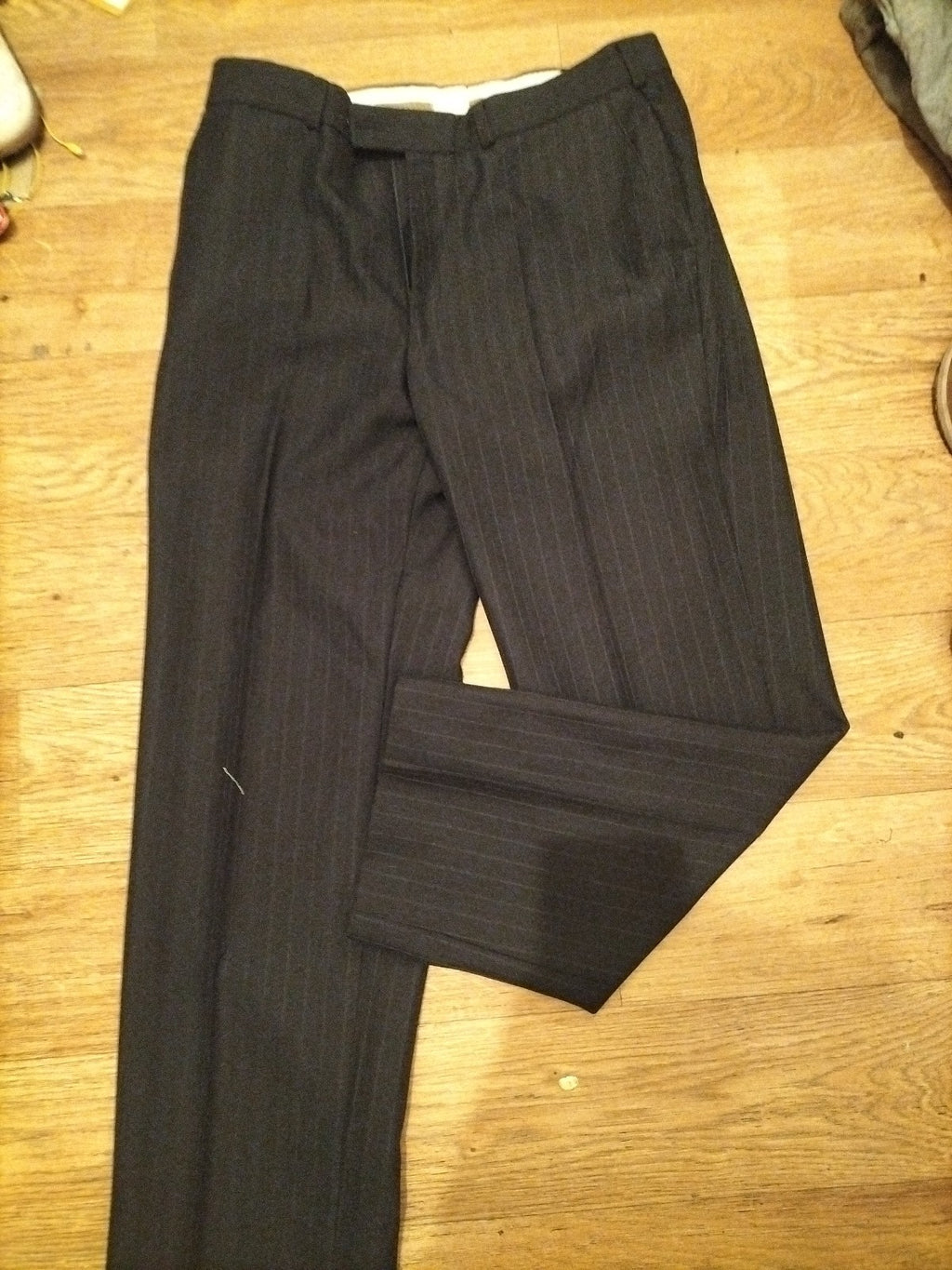 Mens Canda Size 34 Short Navy And Blue Striped Trousers
