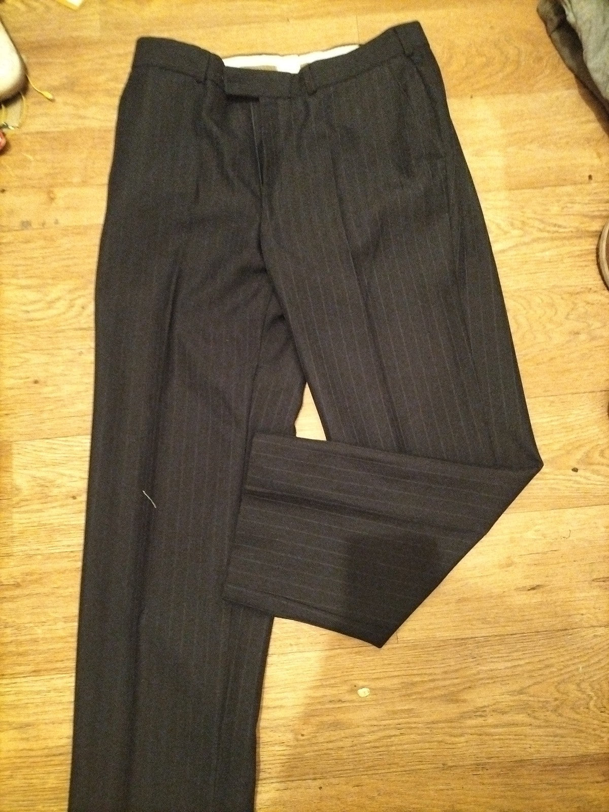 Mens Canda Size 34 Short Navy And Blue Striped Trousers