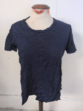 Ladies Cheap Monday Size XS Dark Blue Split Sides Short Sleeve T-shirt