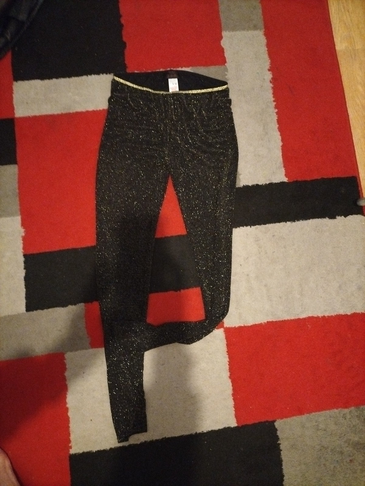 Ladies Primark Size 12 Gold And Black Elasticated Leggings