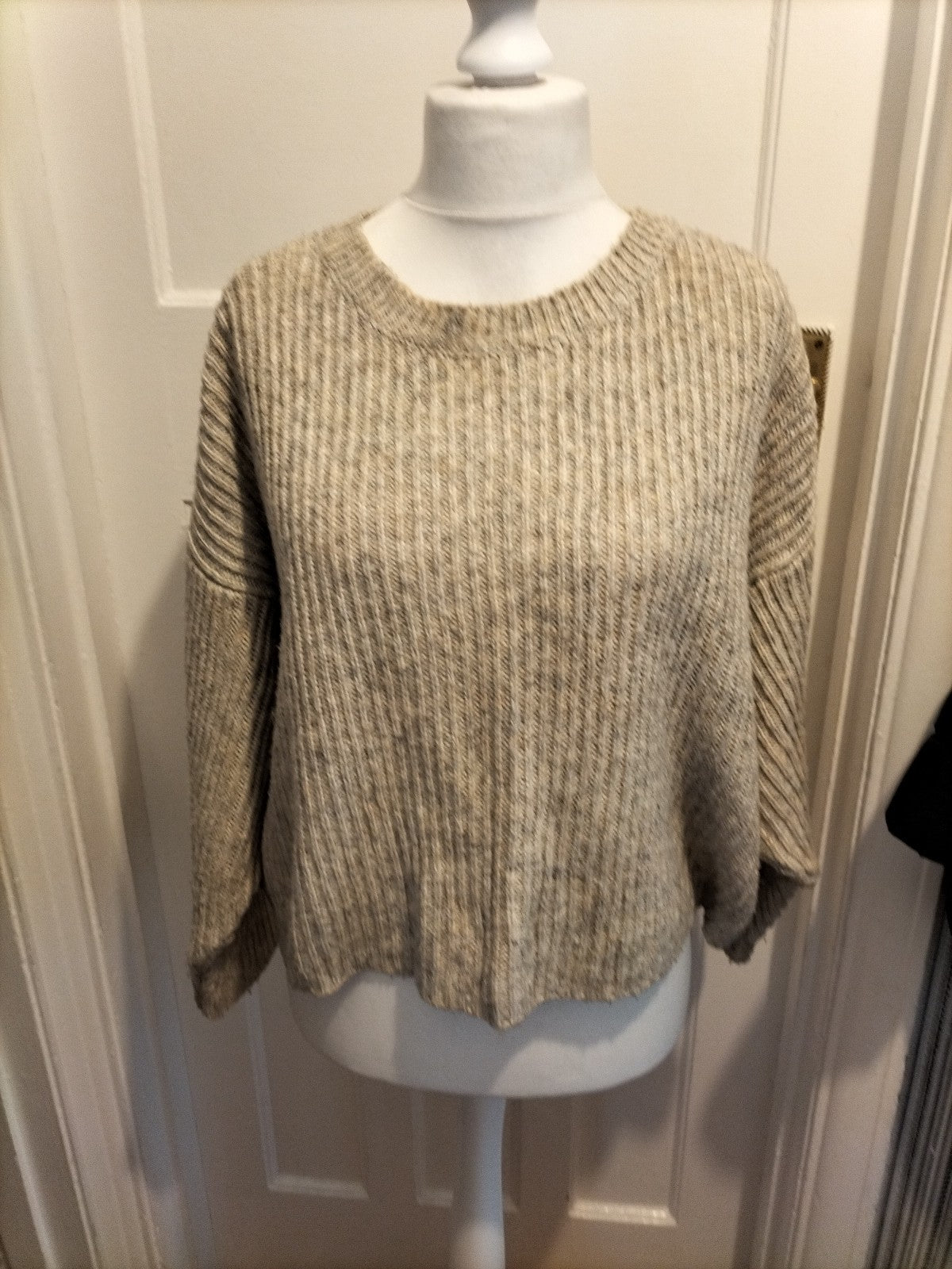 Ladies Topshop Size Small Beige Fleck Ribbed Jumper