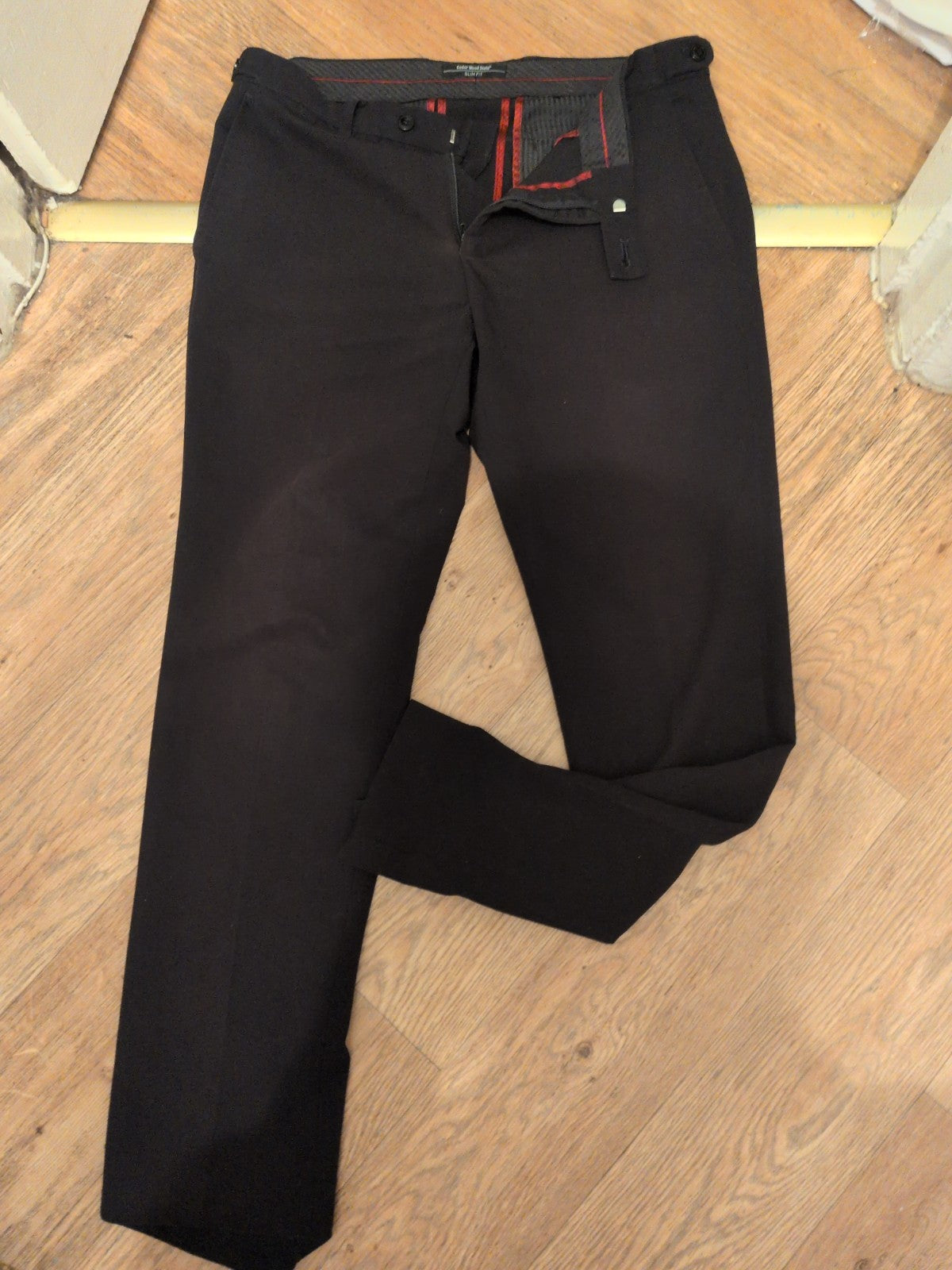 Cedarwood State 32s Black Slim Fit Trousers