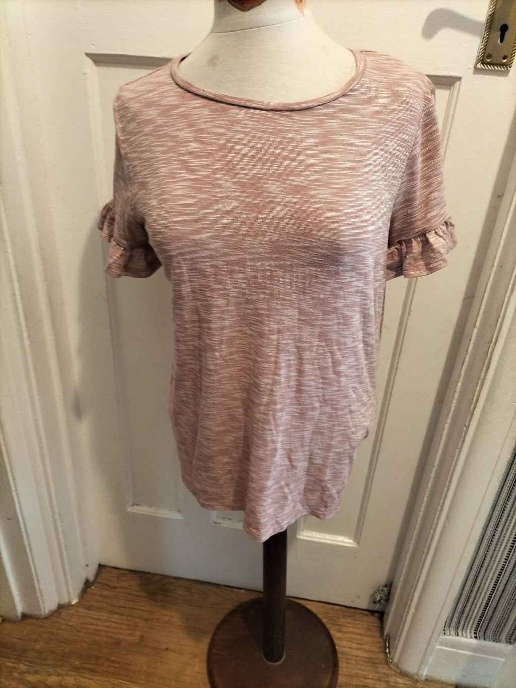 Ladies Papaya Size 10 Pink And White Striped Long Sleeve Top