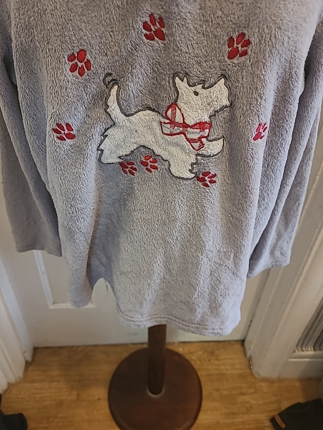 Ladies Damart Size Large Grey Dog Design Pyjama Top