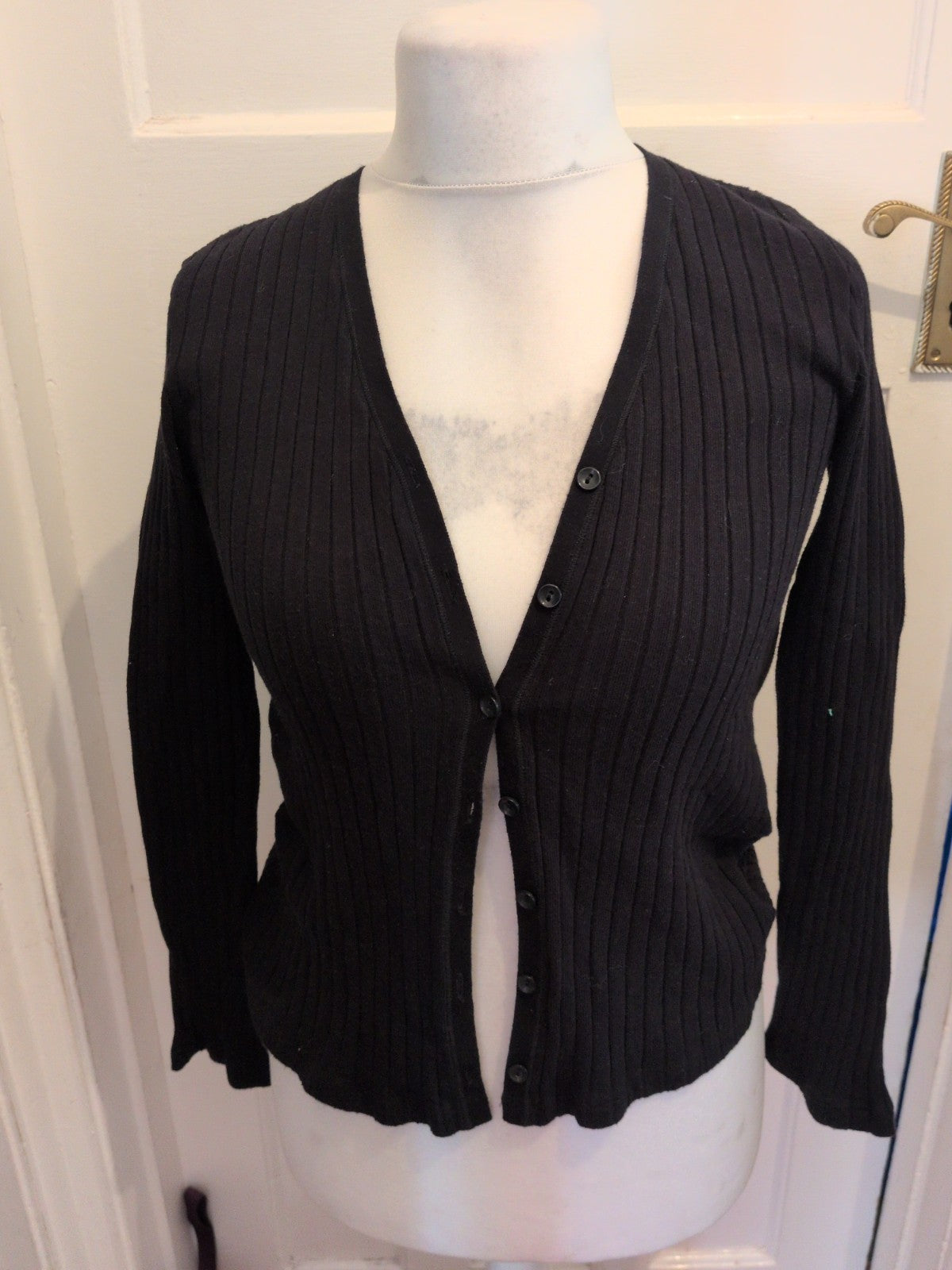 Marks And Spencer 14 Black V Neck Buttoned Cardigan