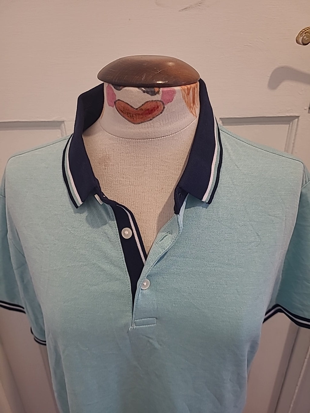 Mens M&S Size Medium Regular Fit Mint Coloured Short Sleeved Polo