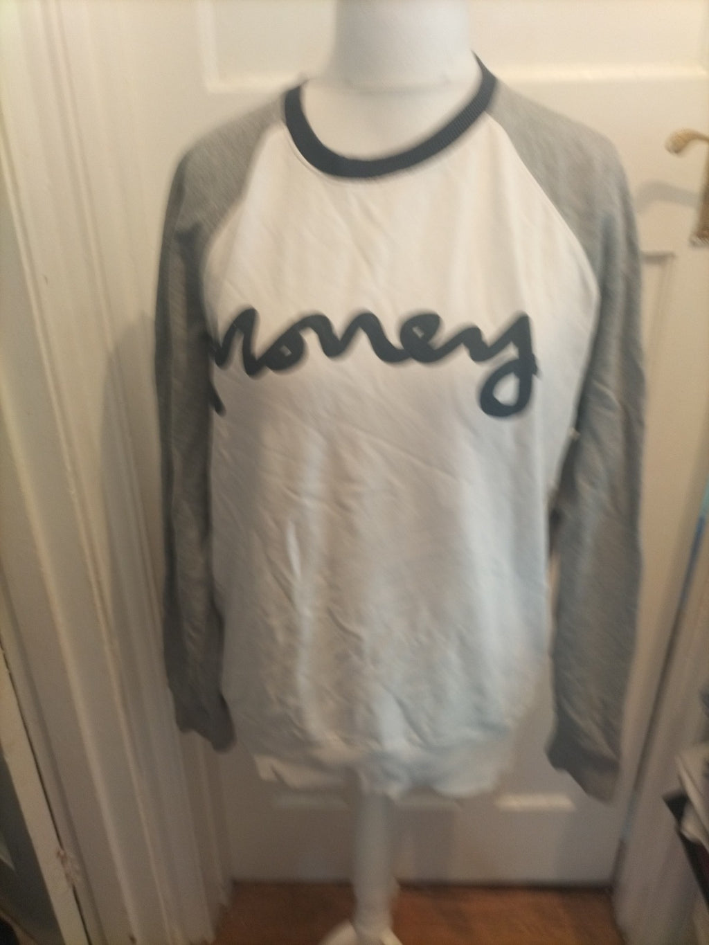 Money Large Grey White Navy Long Sleeve Pullover Jumper