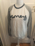 Money Large Grey White Navy Long Sleeve Pullover Jumper