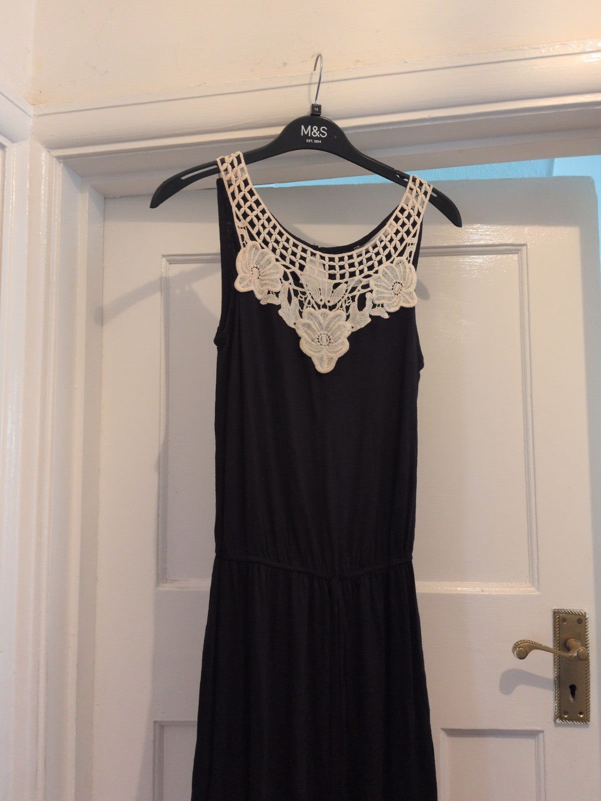 Brand New George 8 Black Sleeveless Floral Neck Dress