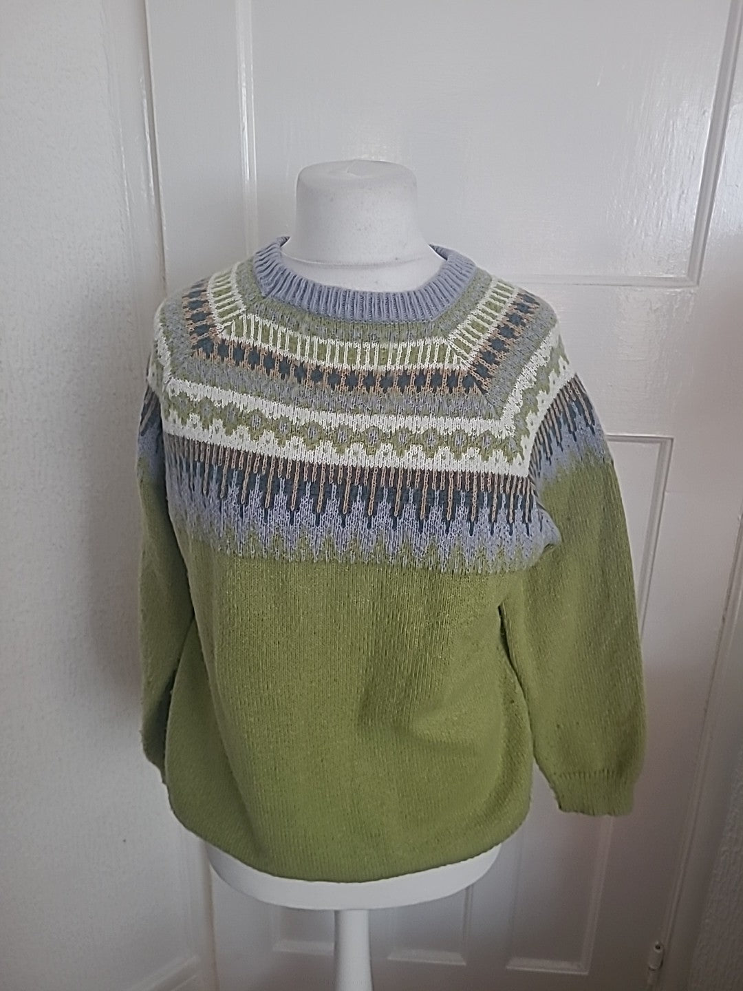 Small Green And Lilac Long Sleeved Pullover Jumper