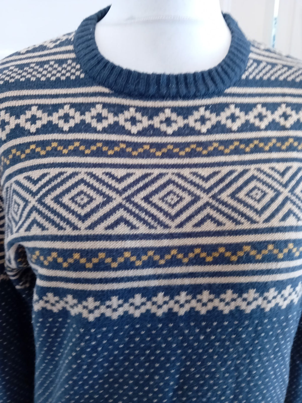 Jack&Jones Vintage Medium Navy And Beige Patterned Pullover Jumper