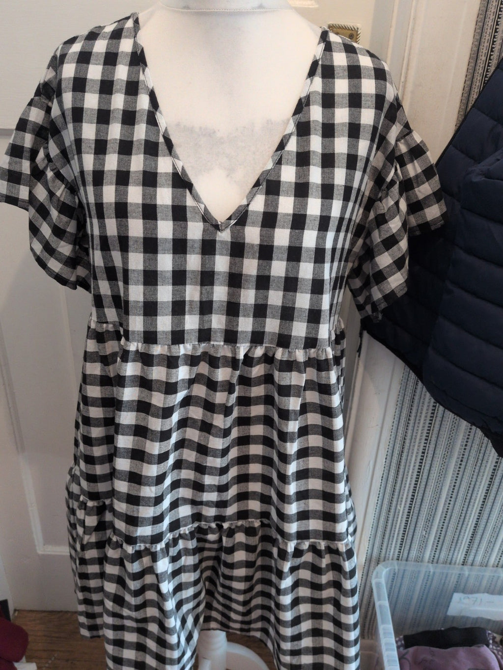 Shein Curve 0xl Check Short Sleeve Dress