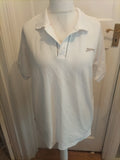 Mens Slazenger Size L White With Grey Logo Short Sleeved Polo