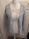Ladies Primark 10 White Grey Flecked Open Warm Cardigan