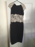 Ladies AX Paris Size 10 Black/gold Embroidered Cap Sleeved Dress