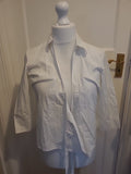 Ladies Size Small White Open Front Short Sleeved Blouse