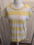 Ladies F&F Size 18 Yellow Stripe Cap Sleeve T-shirt