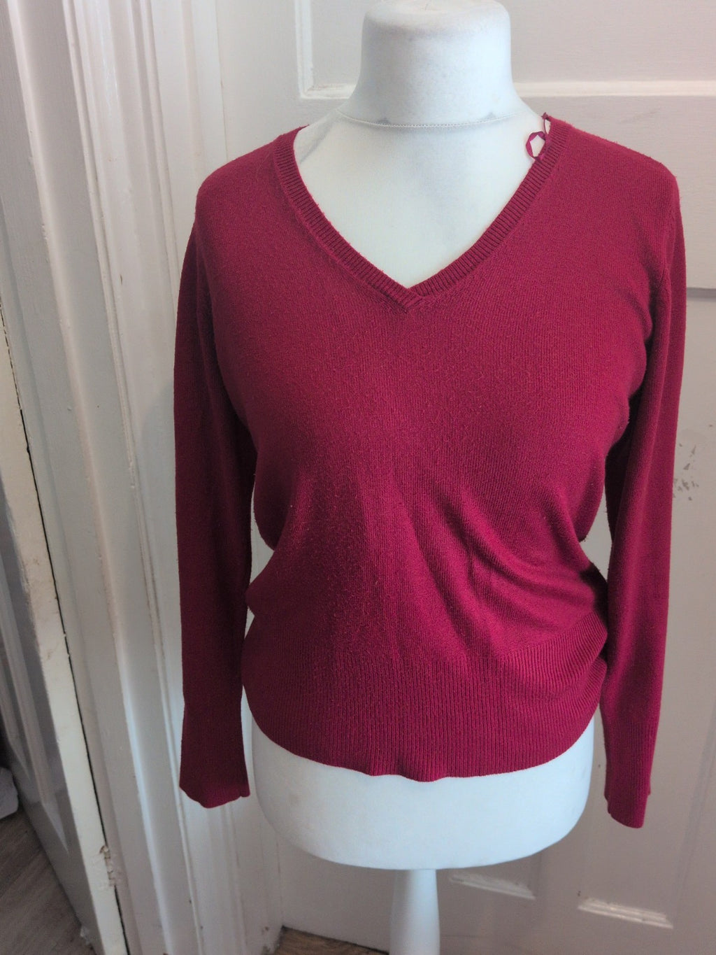 Collection Debenhams 12 Dark Purple Long Sleeve V Neck Jumper