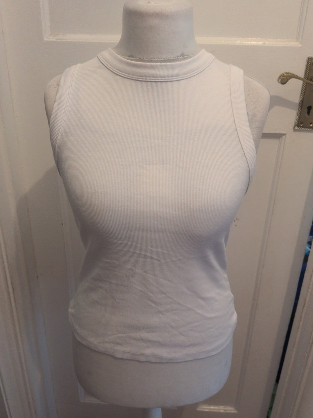 Tu 12 White Rib Vest Tank Top Sleeveless