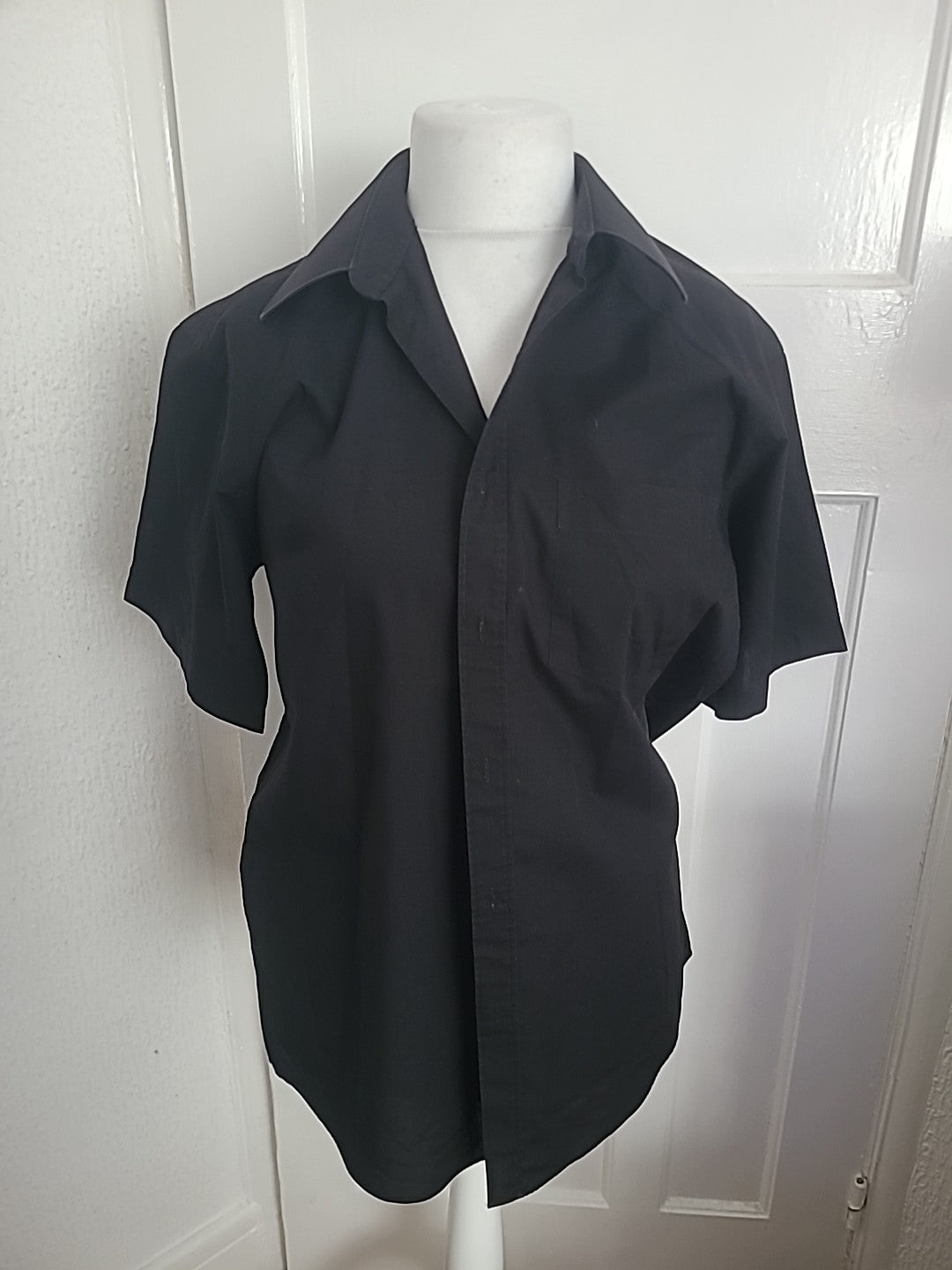 Mens Cedarwood State Size 15.5 Black Short Sleeved Shirt