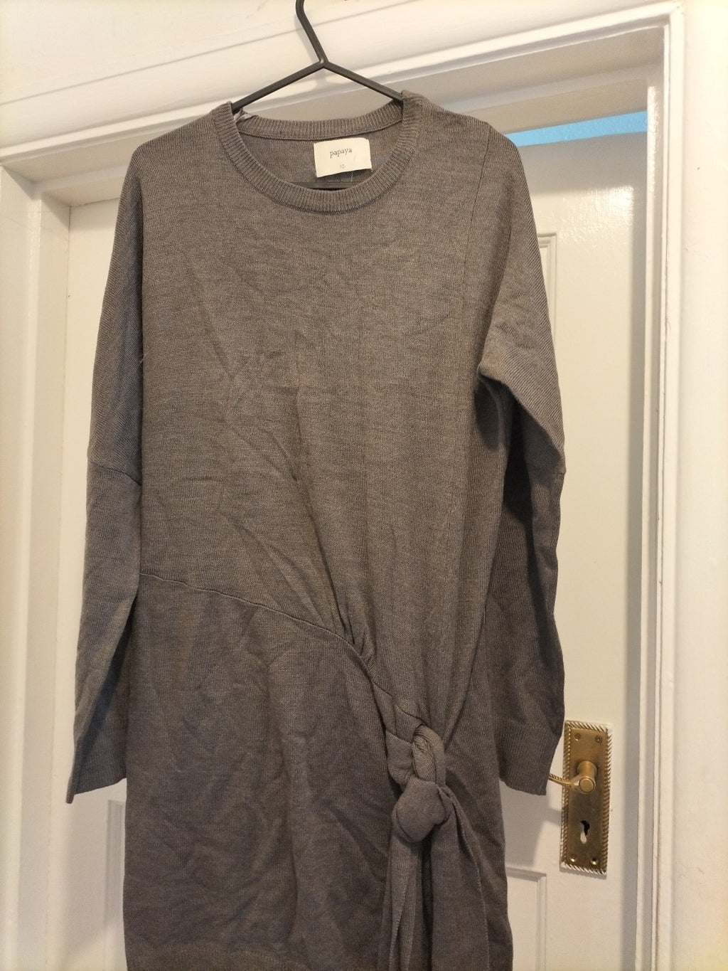 Ladies Papaya Size 10 Grey Long Sleeved Lightweight Jumper Dress
