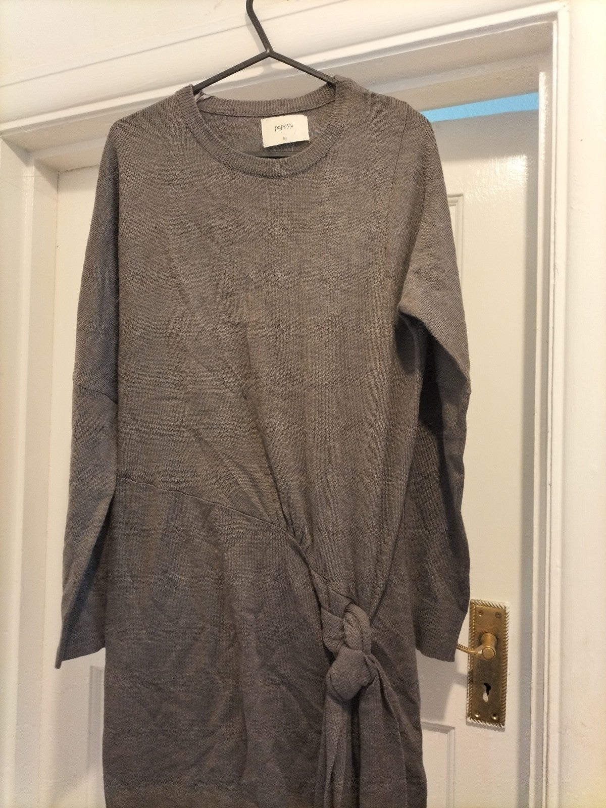 Ladies Papaya Size 10 Grey Long Sleeved Lightweight Jumper Dress