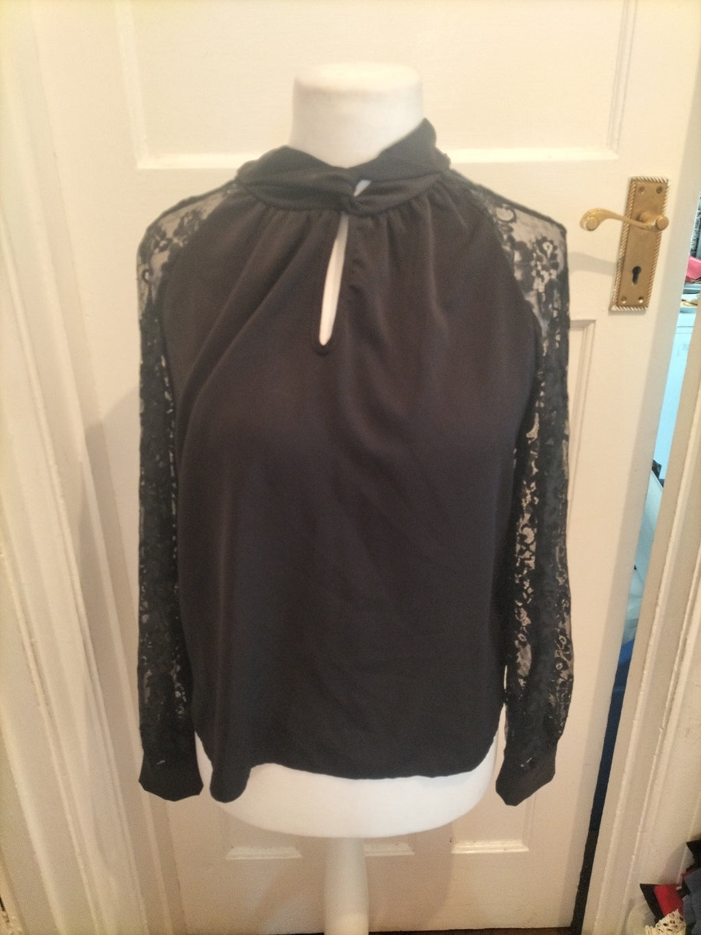 Shein Large Black Lace Sleeve Blouse