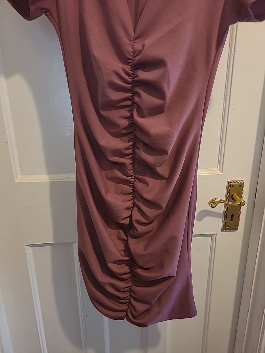 Ladies Zara Size Large Salmon Ruched Short Sleeved Dress
