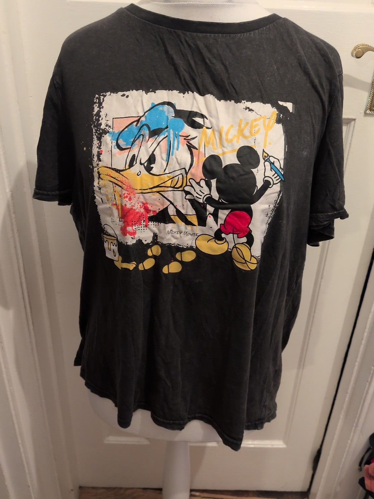Disney 18/20 Charcoal Mickey Print T-shirt Fading In Places