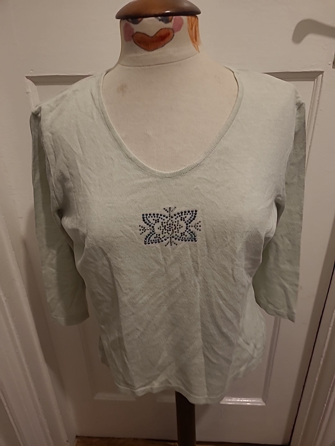 Ladies Lucia Size Large Pale Mint Long Sleeved Top