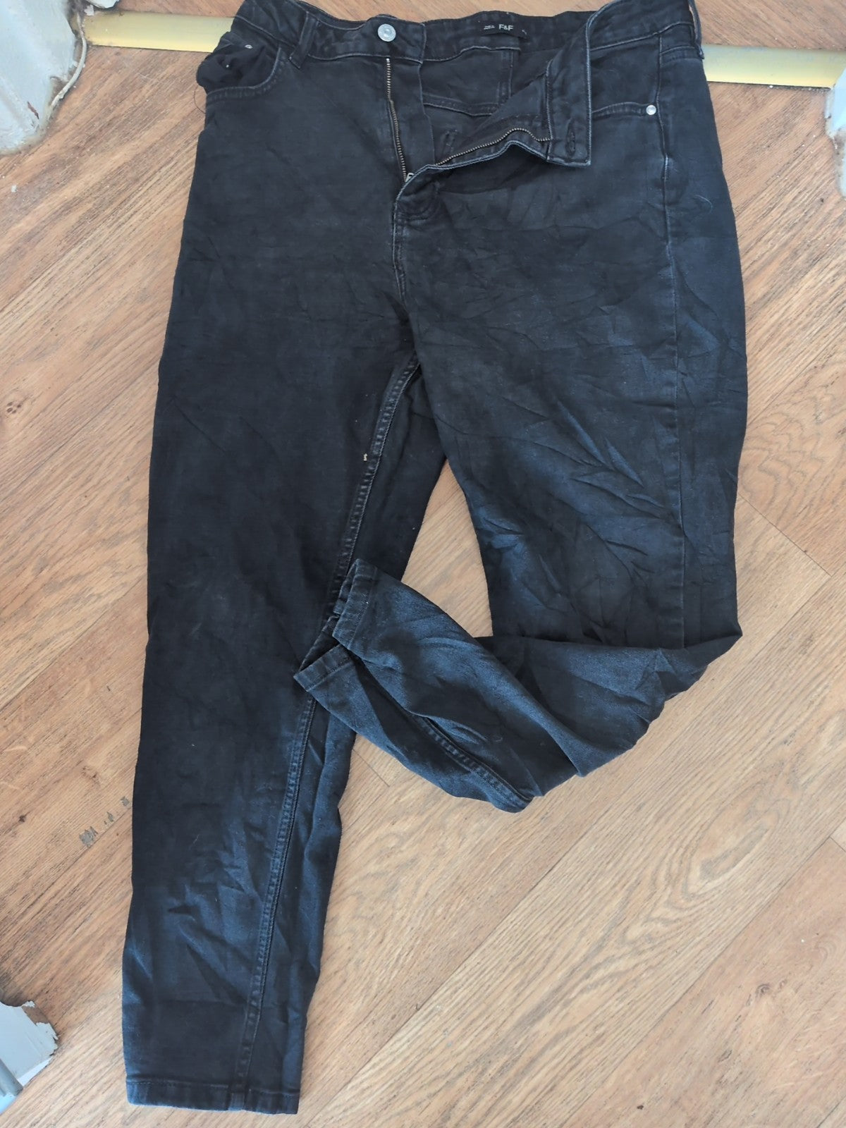 F&F 16 Charcoal Straight Jeans