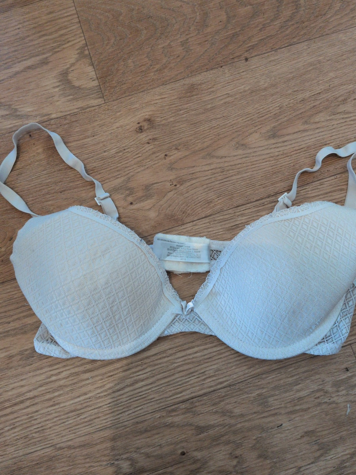 Secret Possessions 32C White Padded And Wired Some Lacey Parts Bra