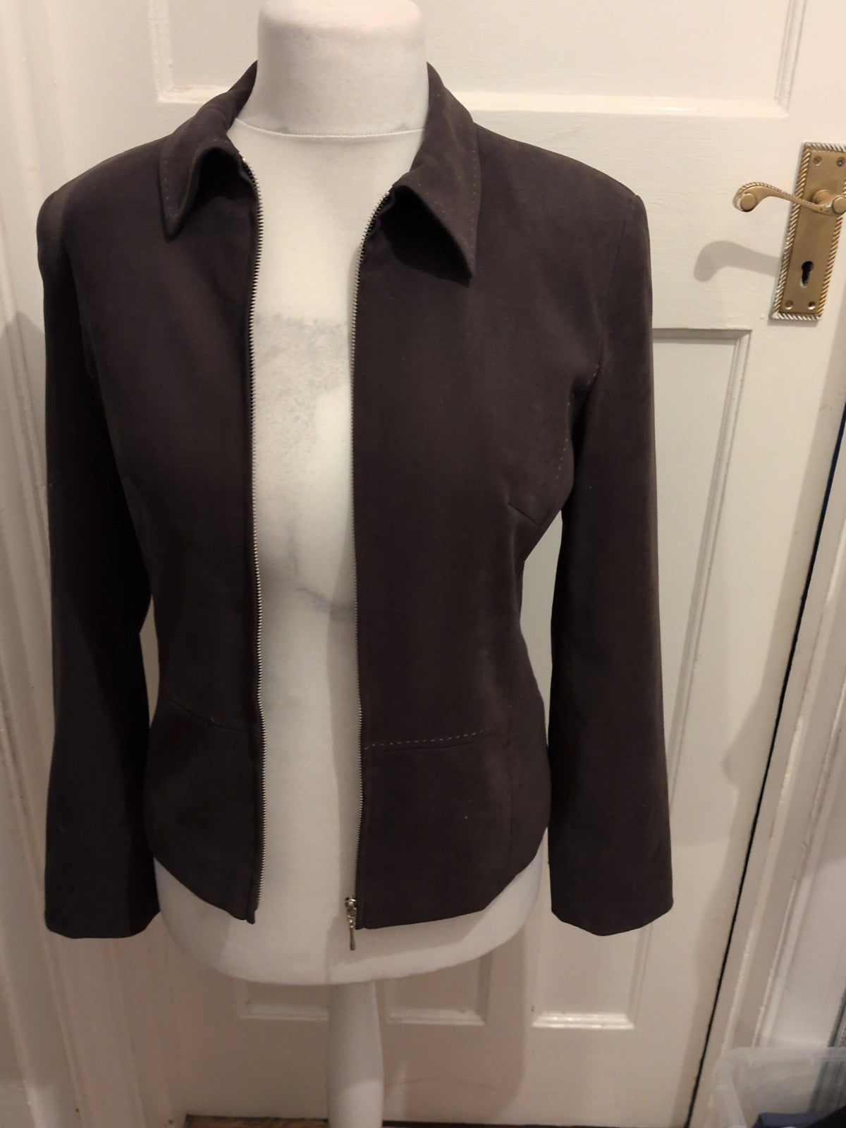 Primark 12 Dark Brown Full Zip Collared Jacket