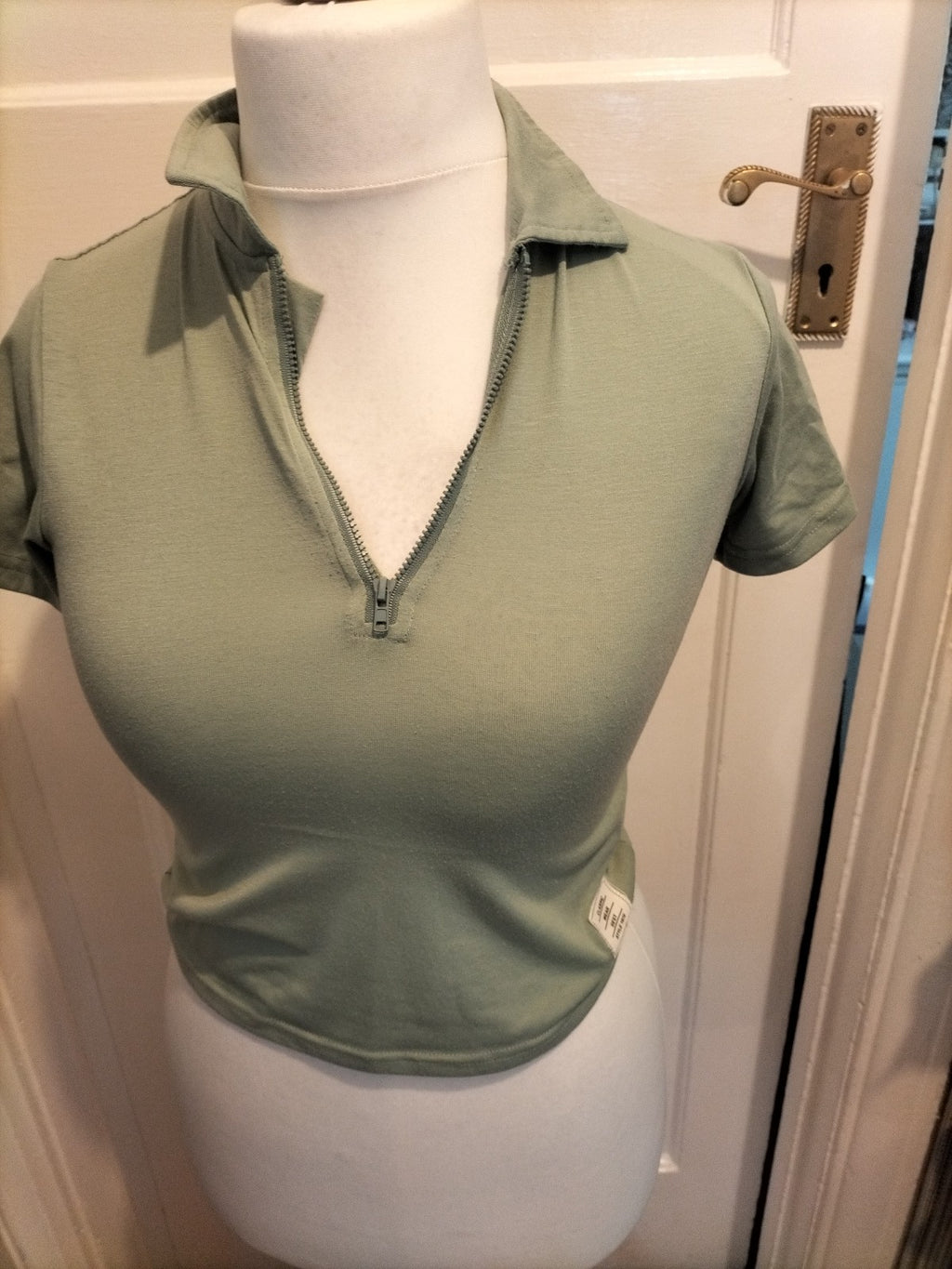 Girls Shein Age 7 Years Green Collared Short Sleeved Top