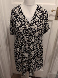 New Look 14 Black And White Floral Oversized Blouse Knee Length Dress