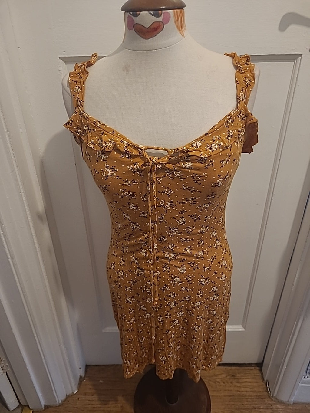 Ladies Prettylittlething Size 10 Burnt Orange Floral Sleeveless Dress